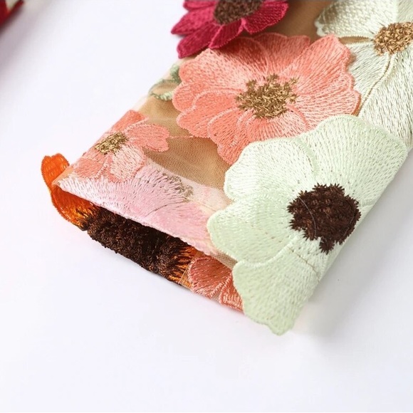 Embroidered Flowers Bell Skirt Mini Dress, Designed With Luxury In Mind - Picture 11 of 17